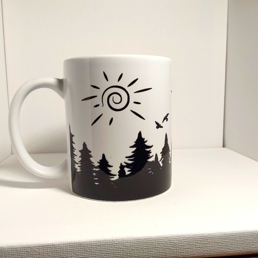 Hand Made- Forest Landscape Coffee Tea Mug- Sunshine - Dishwasher Safe-12 oz